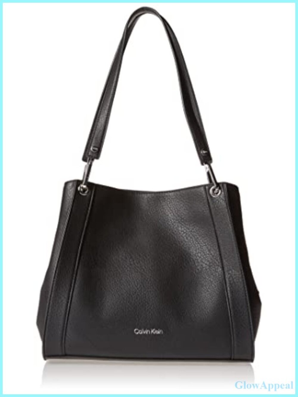 Vegan Leather Triple Compartment Shoulder Bag with Zip Pockets